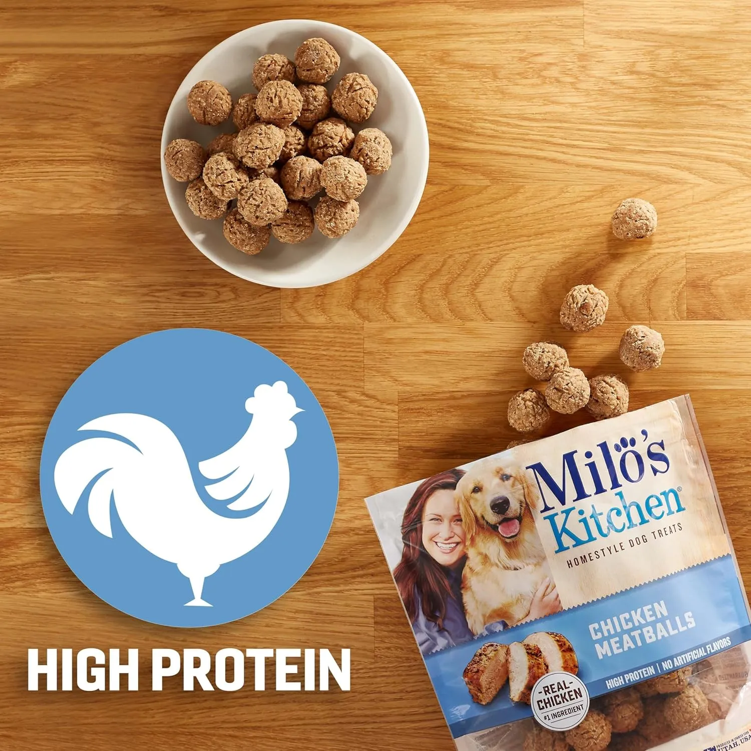 Milo's Kitchen Homestyle Dog Treats, Chicken Meatballs, 28 Ounce, High Protein, No Artificial Flavors
