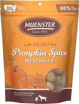 Muenster Freeze Dried Pumpkin Meatball Dog Treats 4 oz - Grain Free, Made in USA