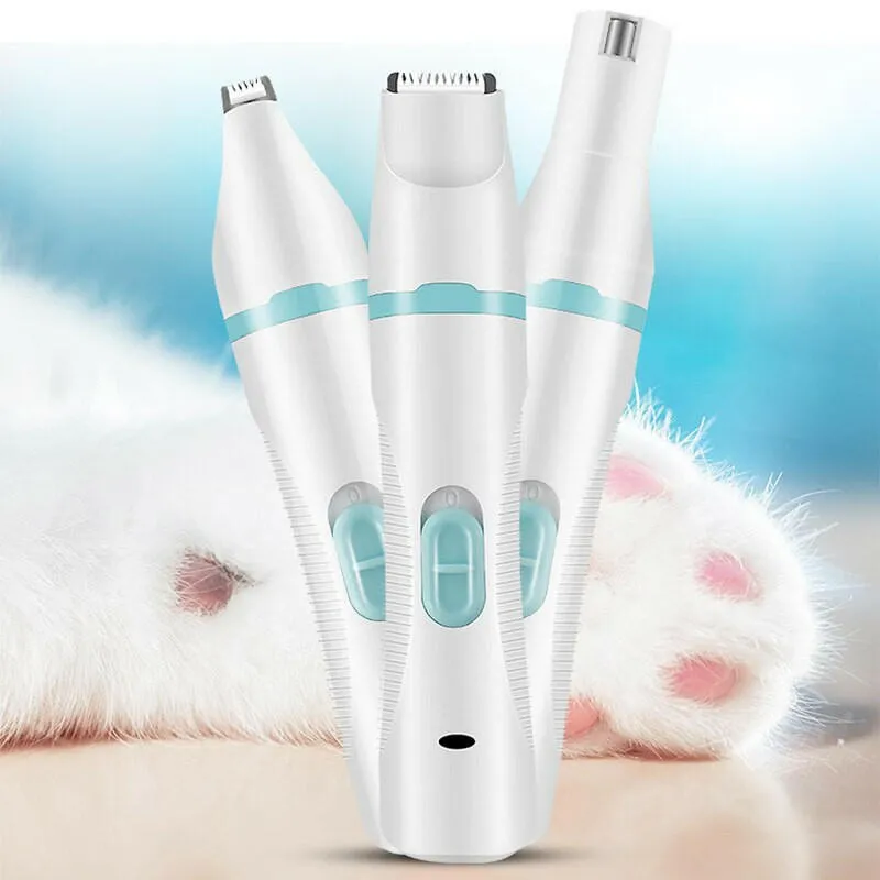 Multifunction 3 IN 1 Pet Grooming Machine Dog Cat Hair Trimmer Pets Clippers Nail Grinding & Foot Hair Trimmer USB Rechargeable