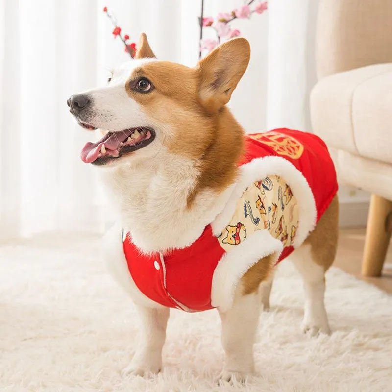 New Year's winter warm clothing for Corgi dogs in autumn and winter