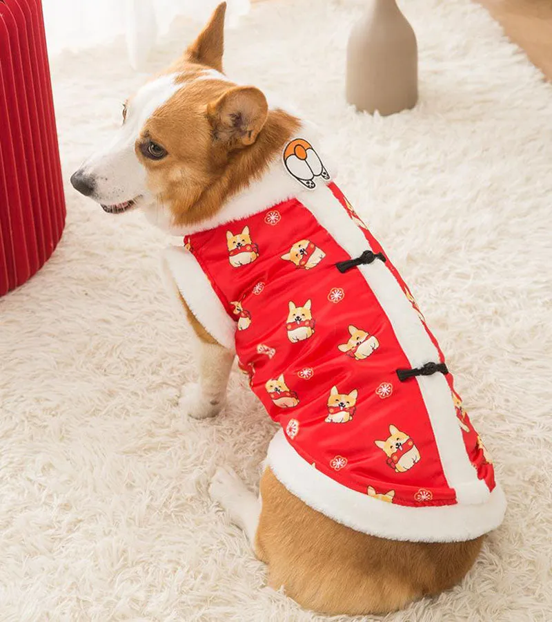 New Year's winter warm clothing for Corgi dogs in autumn and winter