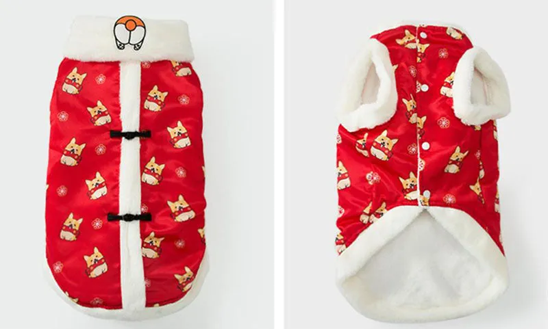New Year's winter warm clothing for Corgi dogs in autumn and winter