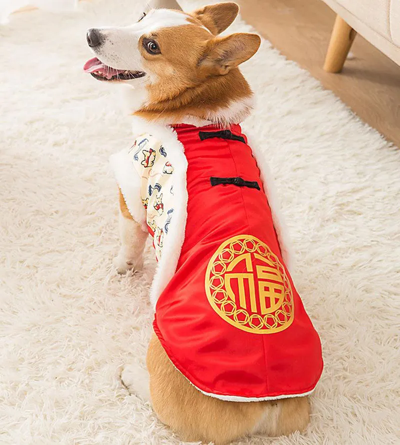 New Year's winter warm clothing for Corgi dogs in autumn and winter