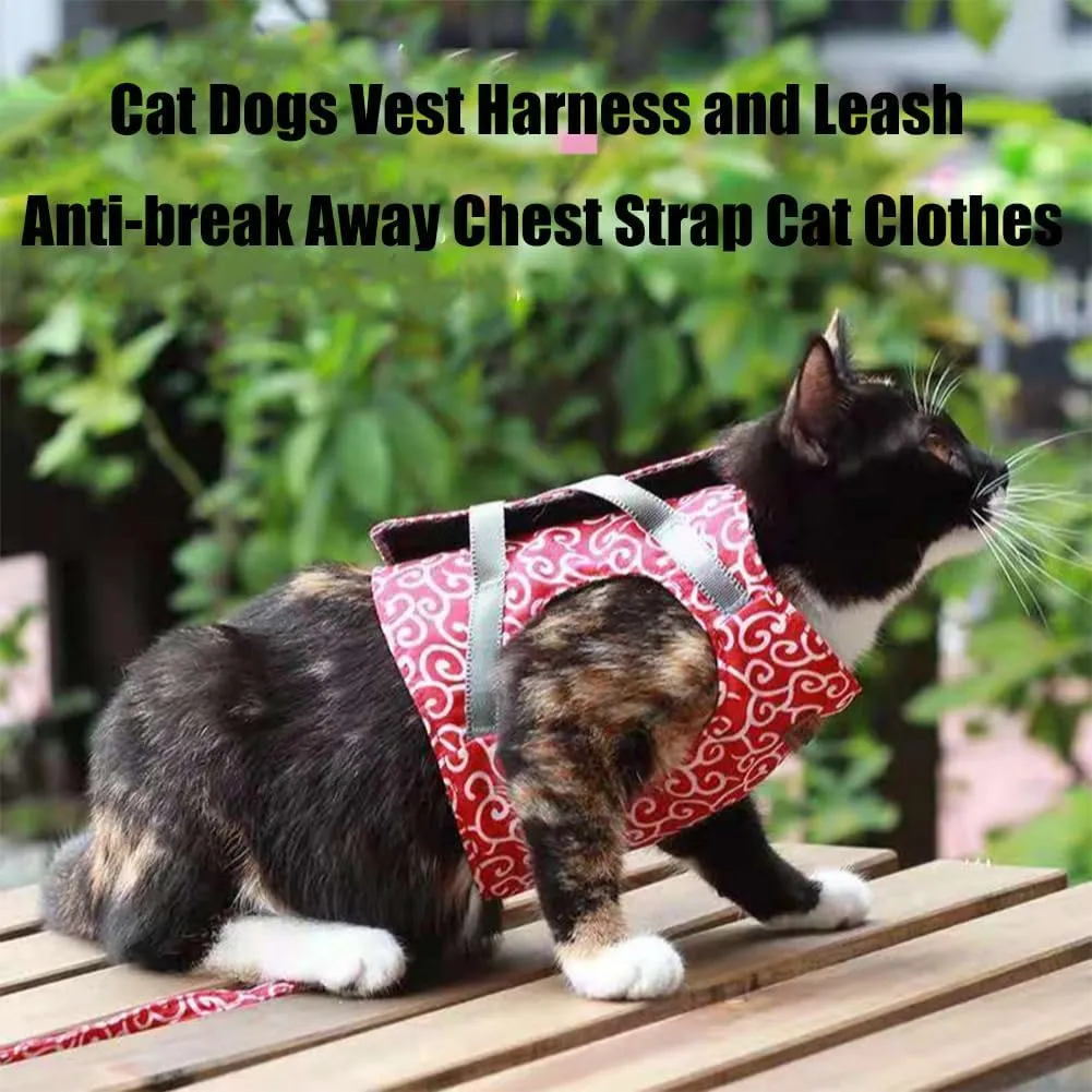 Niowatchted Cat Dogs Vest Harness and Leash, Anti-Break Away Chest Strap, Cats Clothes,Breathable Cat Harness Set, Soft Adjustable Vest Harnesses for Cats for Girl&Boy Cat Walking (Green, S)