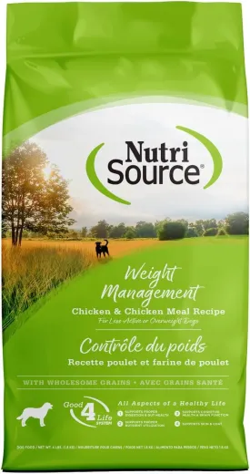 Nutrisource Weight Management Chicken & Chicken Meal Recipe with Wholesome Grains Dry Dog Food, 4 Pounds