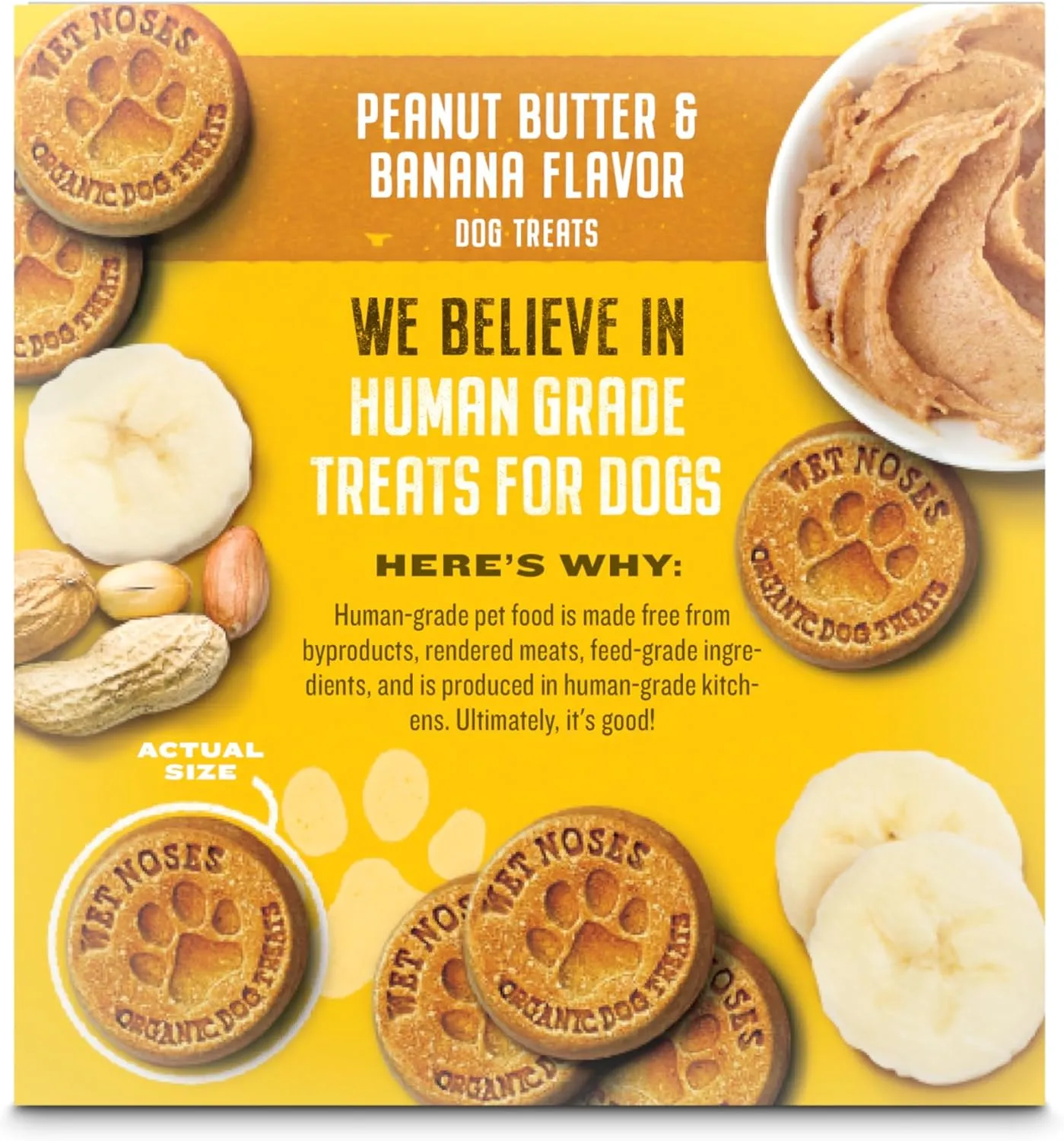 Organic Crunchy Dog Treats  for All Pet Sizes, Breeds  All-Natural Puppy Treat, Senior Dog Snack  100% Human-Grade  Delicious Chews for Dogs  Grain-Free Peanut Butter & Banana, 5 Lb