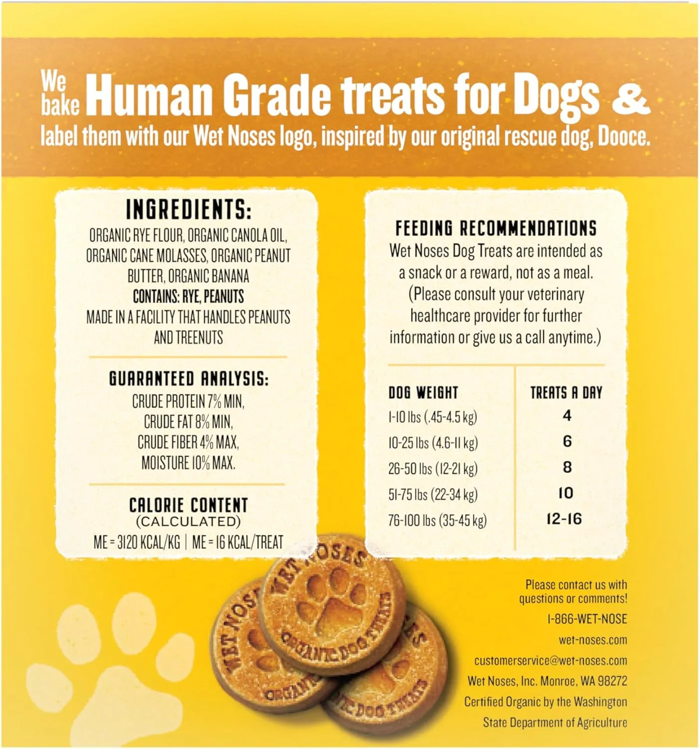Organic Crunchy Dog Treats  for All Pet Sizes, Breeds  All-Natural Puppy Treat, Senior Dog Snack  100% Human-Grade  Delicious Chews for Dogs  Grain-Free Peanut Butter & Banana, 5 Lb