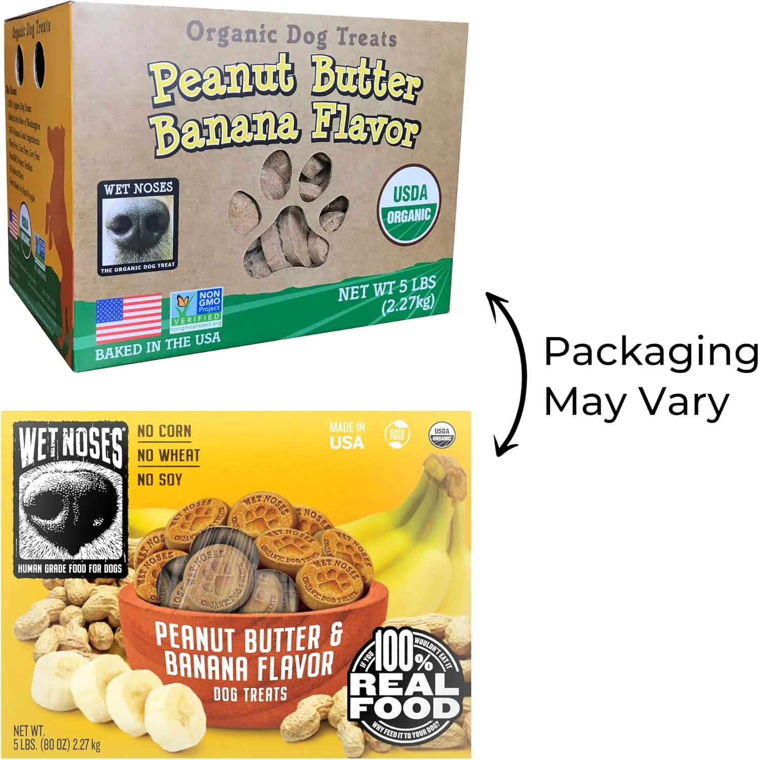 Organic Crunchy Dog Treats  for All Pet Sizes, Breeds  All-Natural Puppy Treat, Senior Dog Snack  100% Human-Grade  Delicious Chews for Dogs  Grain-Free Peanut Butter & Banana, 5 Lb