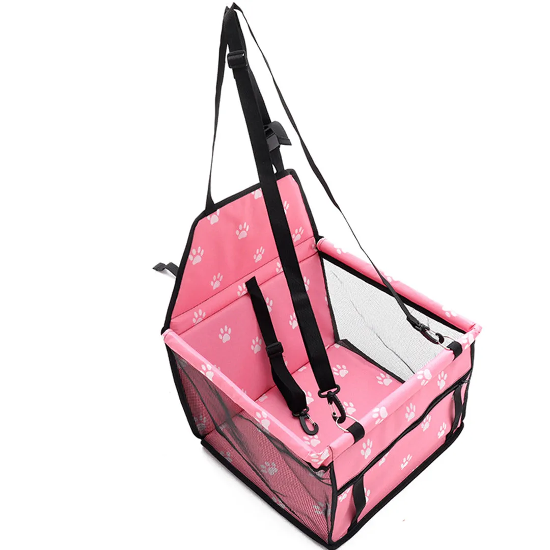 Pet Booster Car Seat Premium Waterproof Breathable Mesh Safety Travel Portable Dog Carrier Bag - Pink
