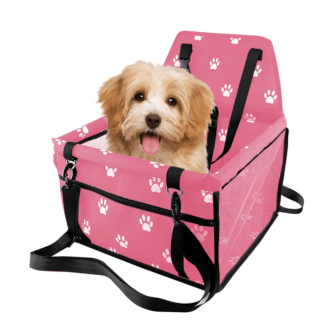 Pet Booster Car Seat Premium Waterproof Breathable Mesh Safety Travel Portable Dog Carrier Bag - Pink