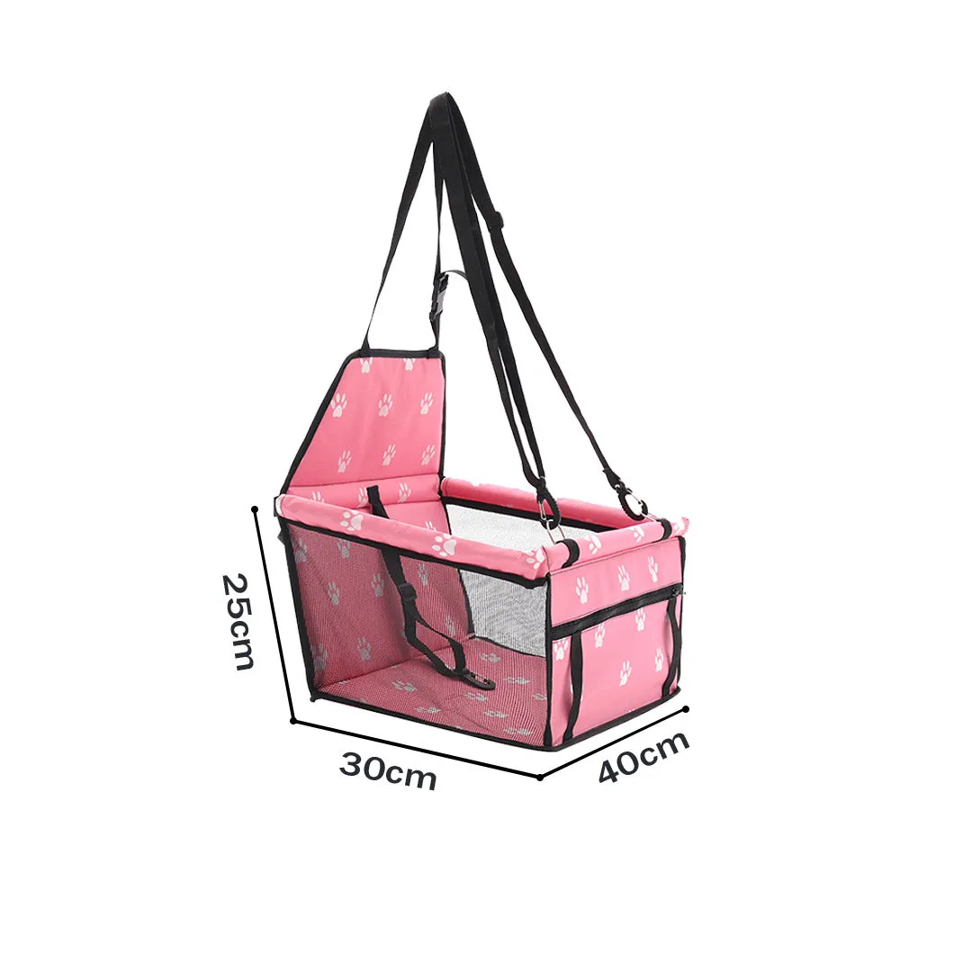 Pet Booster Car Seat Premium Waterproof Breathable Mesh Safety Travel Portable Dog Carrier Bag - Pink