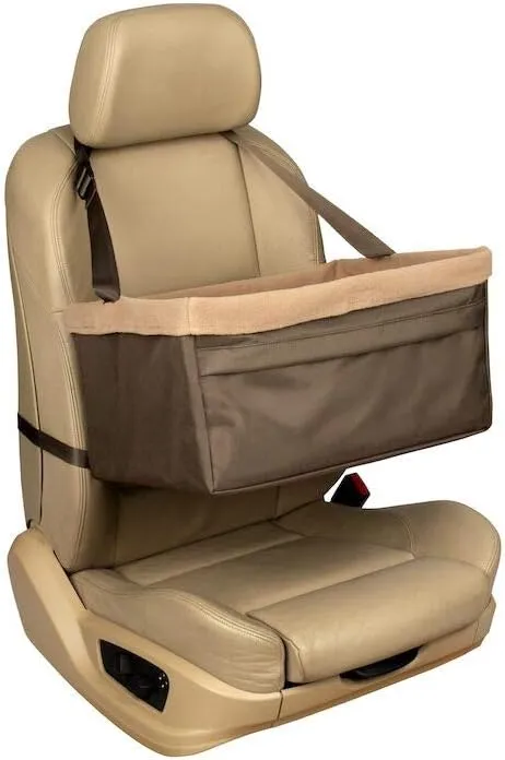 PetSafe Happy Ride Booster Seat - Dog Booster Seat for Cars, Trucks and SUVs - Easy to Adjust Strap - Durable Fleece Liner is Machine Washable and Easy to Clean - Extra Large, Brown