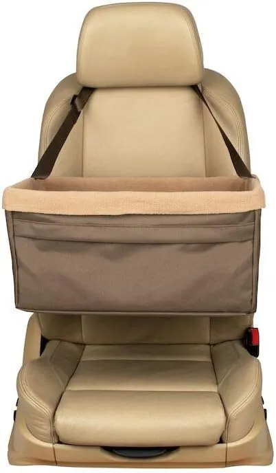 PetSafe Happy Ride Booster Seat - Dog Booster Seat for Cars, Trucks and SUVs - Easy to Adjust Strap - Durable Fleece Liner is Machine Washable and Easy to Clean - Extra Large, Brown