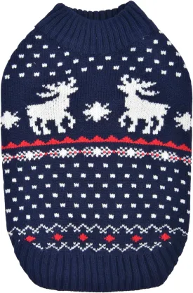 Puppia Dyani Dog Knit Sweater Winter Season for Small and Medium Dogs, Navy, Medium