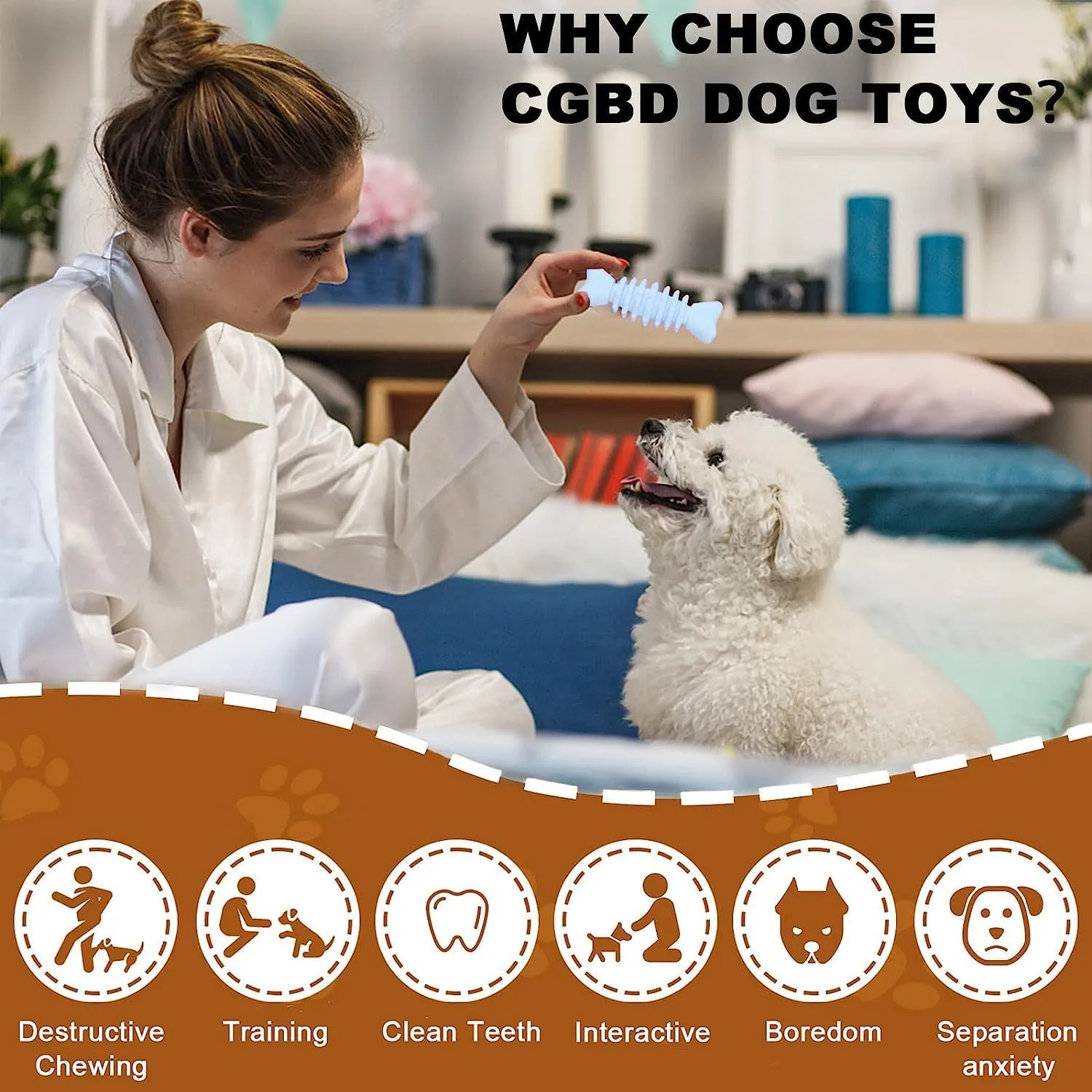 Puppy Toys, 6 Pack Dog Chew Toys for Puppy, Cute Blue Small Dog Toys, Teething Toys for Puppies, Soft Durable Interactive Chew Toy for Small Dogs