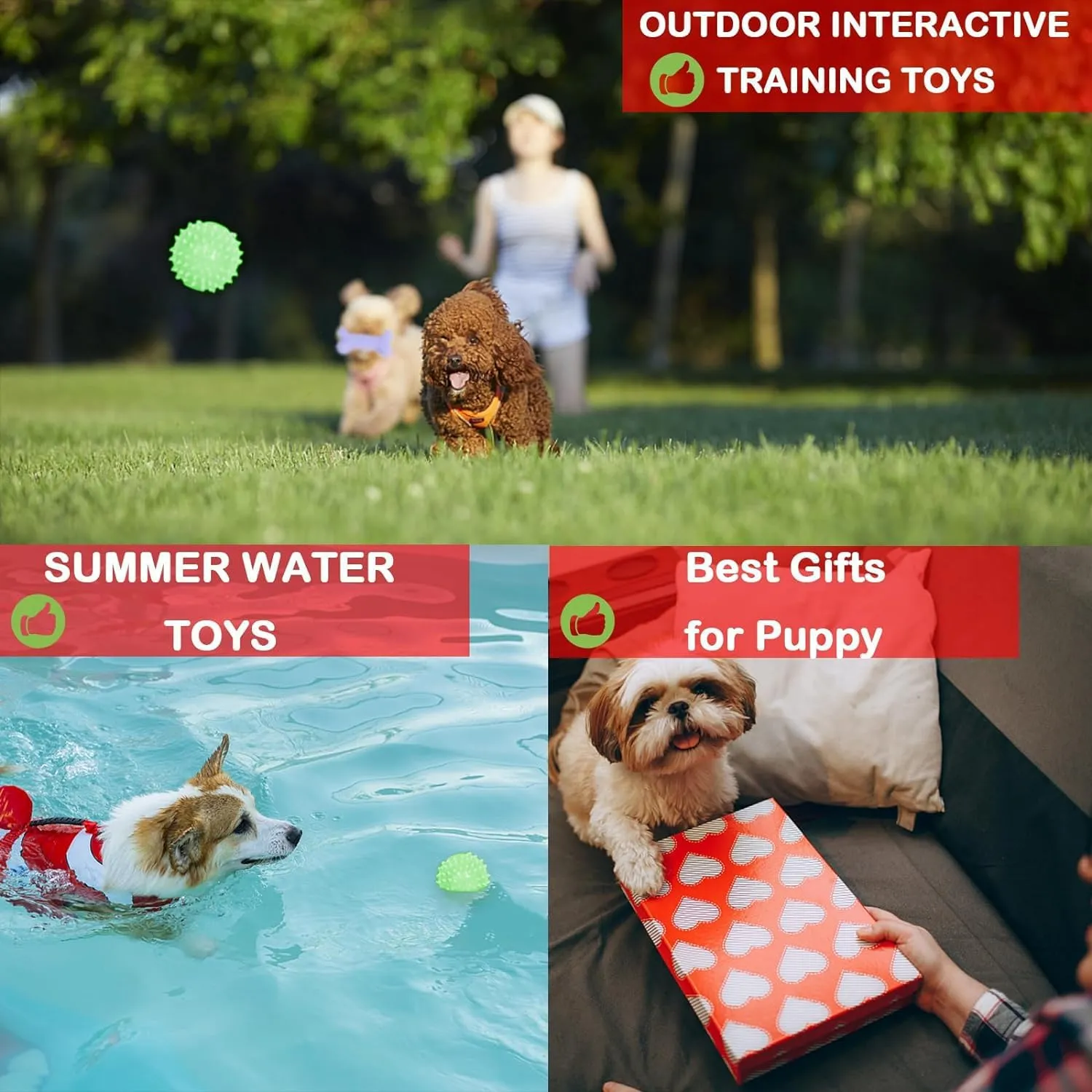 Puppy Toys, 6 Pack Dog Chew Toys for Puppy, Cute Green Small Dog Toys Teething Toys for Puppies, Soft Durable Interactive Chew Toy for Small Dogs
