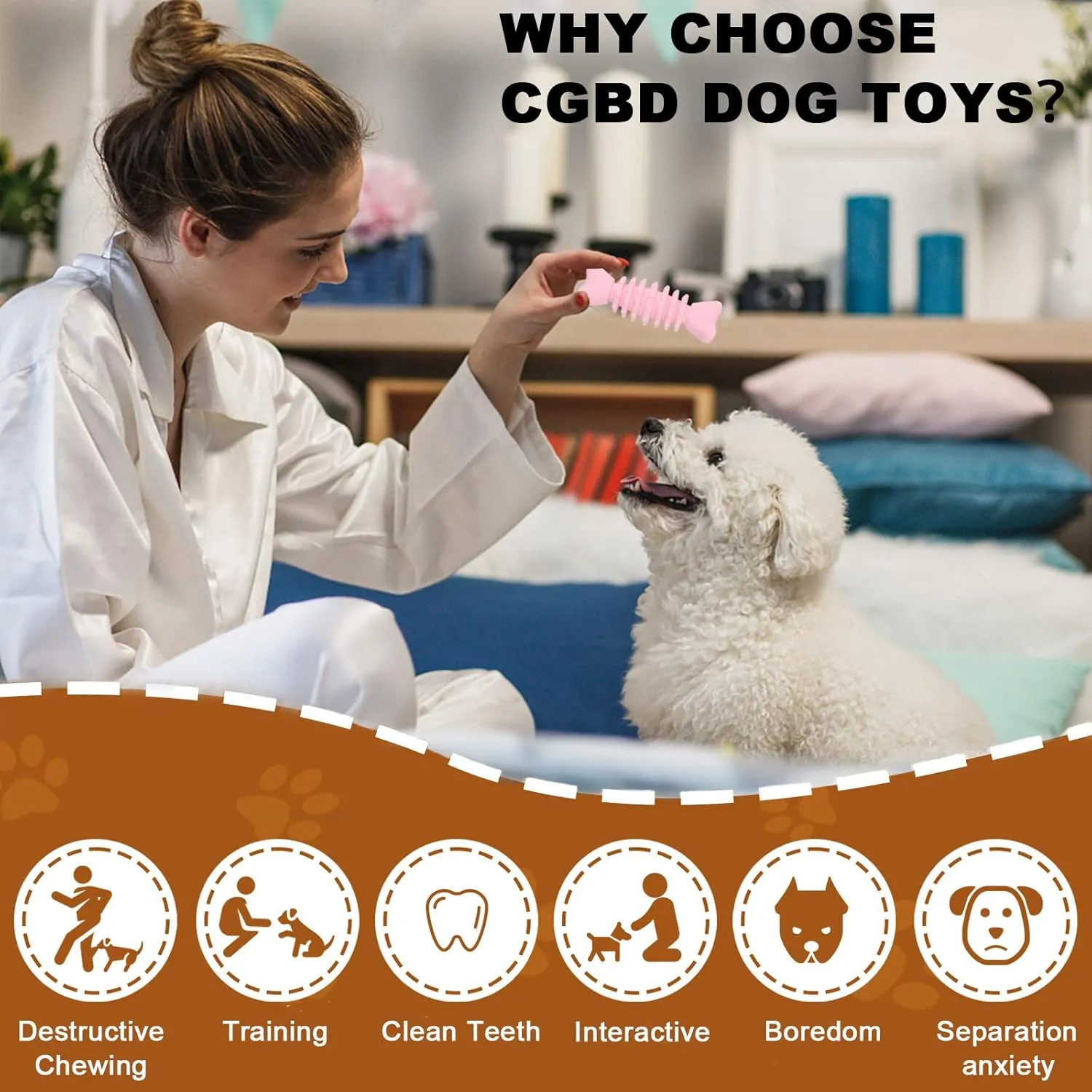 Puppy Toys, 6 Pack Dog Chew Toys for Puppy, Cute Pink Small Dog Toys, Teething Toys for Puppies, Soft Durable Interactive Chew Toy for Small Dogs