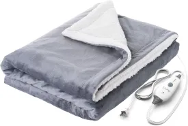 Pure Enrichment PureRelief Plush Heated Throw (50 x 60) - 4 InstaHeat Settings, Soft Micromink & Sherpa Fabric, Machine Washable with Storage Bag - Cozy Electric Blanket for Couch or Bed Use
