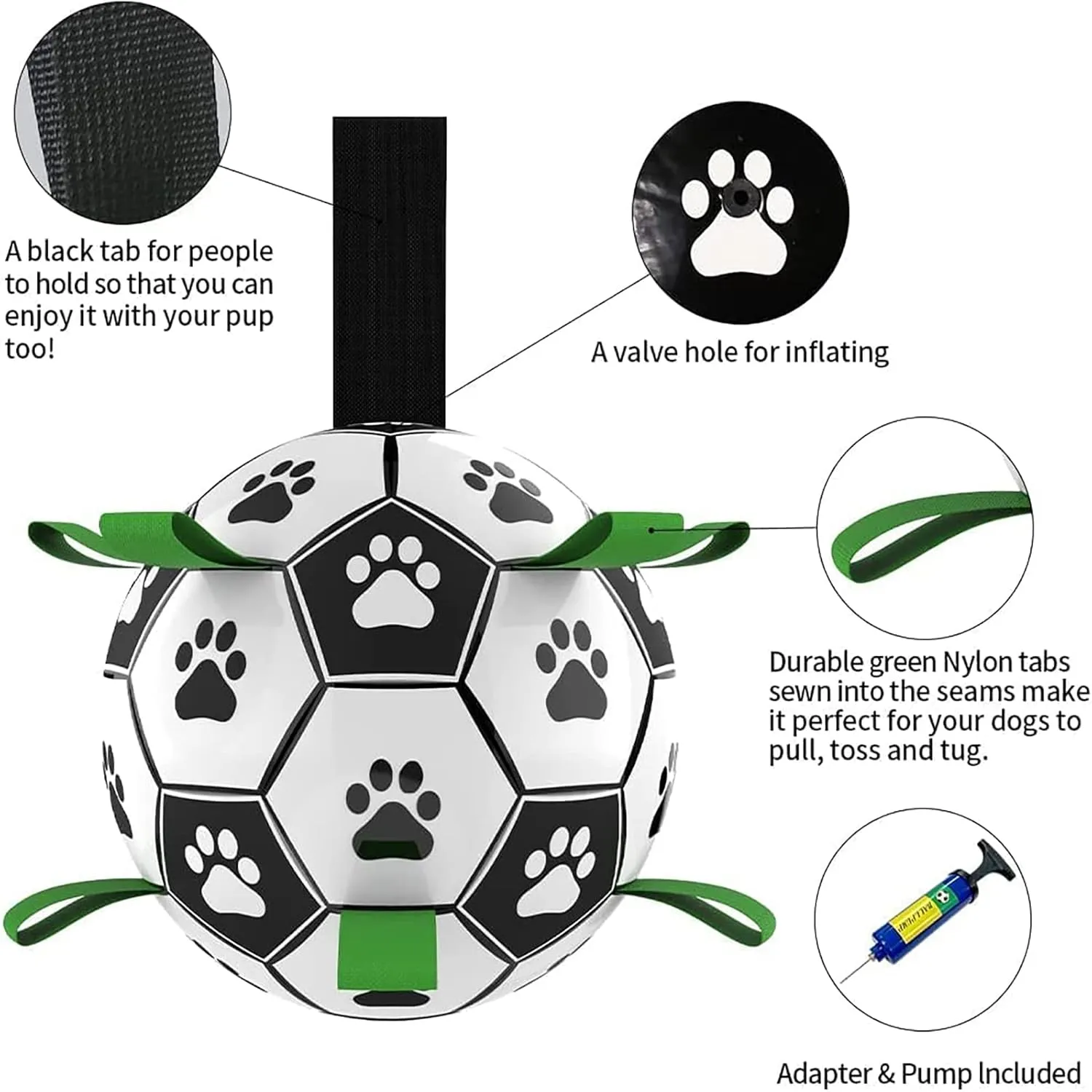 QDAN Dog Soccer Balls Toy with Bell Inside, Outdoor Interactive Toys for Tug of War, Puppy Birthday Gifts, Water Toy, Durable Ropes Squeaky Ball for Small Medium Dogs 6 INCH