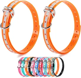 Replacement Collar Strap, Compatible with Petsafe,PATPET,Sportdog,Garmin,Dogtra,etc Most Training Collar/Fence Reciever, 3/4',Reflective,Adjustable,Metal Buckled,Waterproof (Orange Pack2)