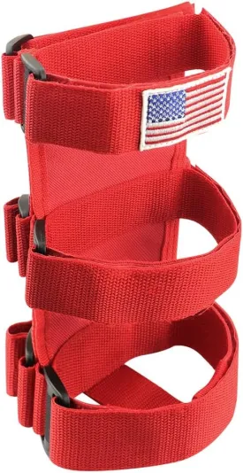 Roll Bar Fire Extinguisher Holder, Adjustable Wear-Resistant Fire Extinguisher Mount Strap with American Flag Pattern, Universal Car Accessories for Cars Truck Wrangler (Red)