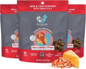 Shameless Pets Crunchy Cat Treats - with Digestive Support, Natural Ingredients Kitten Treats with Real Tuna, Healthy Flavored Feline Snacks - Lobster & Cheese, 3-Pk, Packaging May Vary