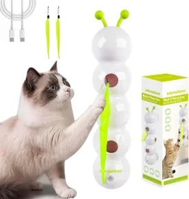 Smart Motion Cat Toy, Automatic Interactive Cat Toy, USB Rechargeable with Suction Cup, Wall Mounted for Indoor Cats Jumping, Pouncing (White, 1pc)