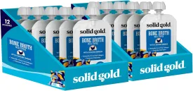 Solid Gold Bone Broth Cat Food Topper - Lickable Wet Food with Protein Shreds for Hydration - Easy to Serve Gravy Bone Broth for Cats - Chicken - 12 Pack