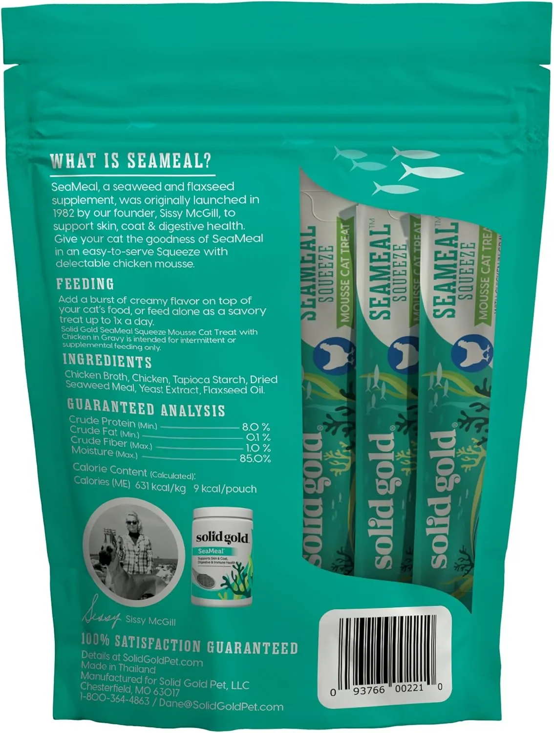 Solid Gold Lickable Cat Treats - Chicken SeaMeal Squeeze Squeezable Cat Treats for Indoor Cats 30 Pack - Made with Fiber-Rich Seaweed for Digestive Health & Immune Support - 3 oz / 30 Count