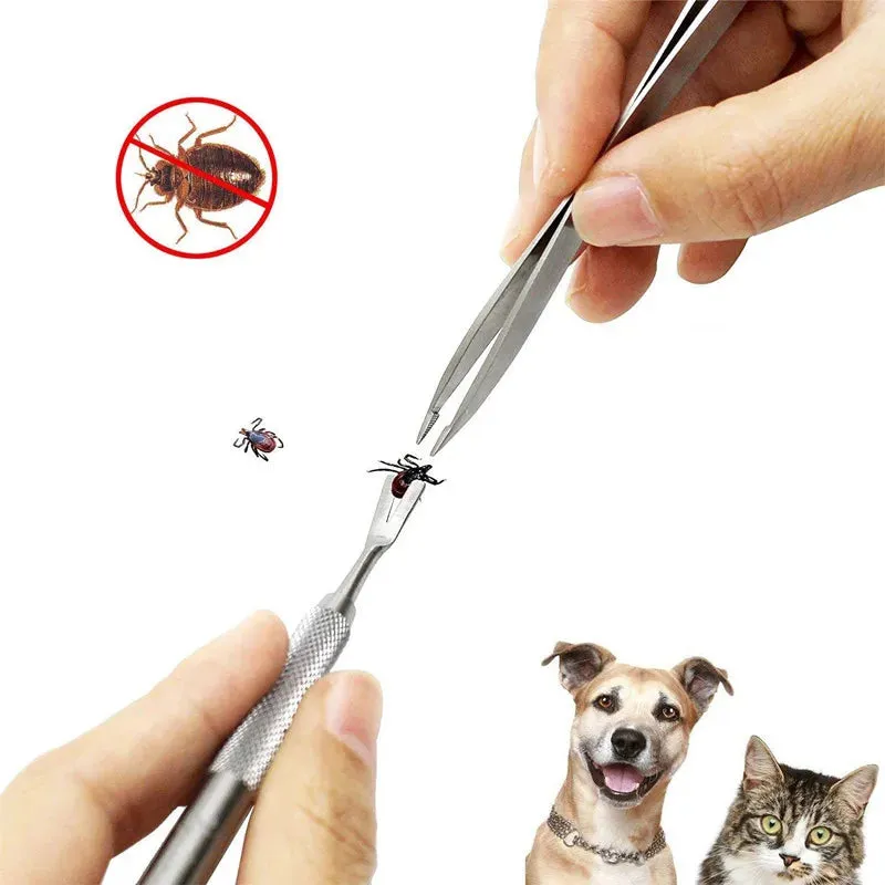Stainless Steel Pet Tick & Flea Removal Tool Set