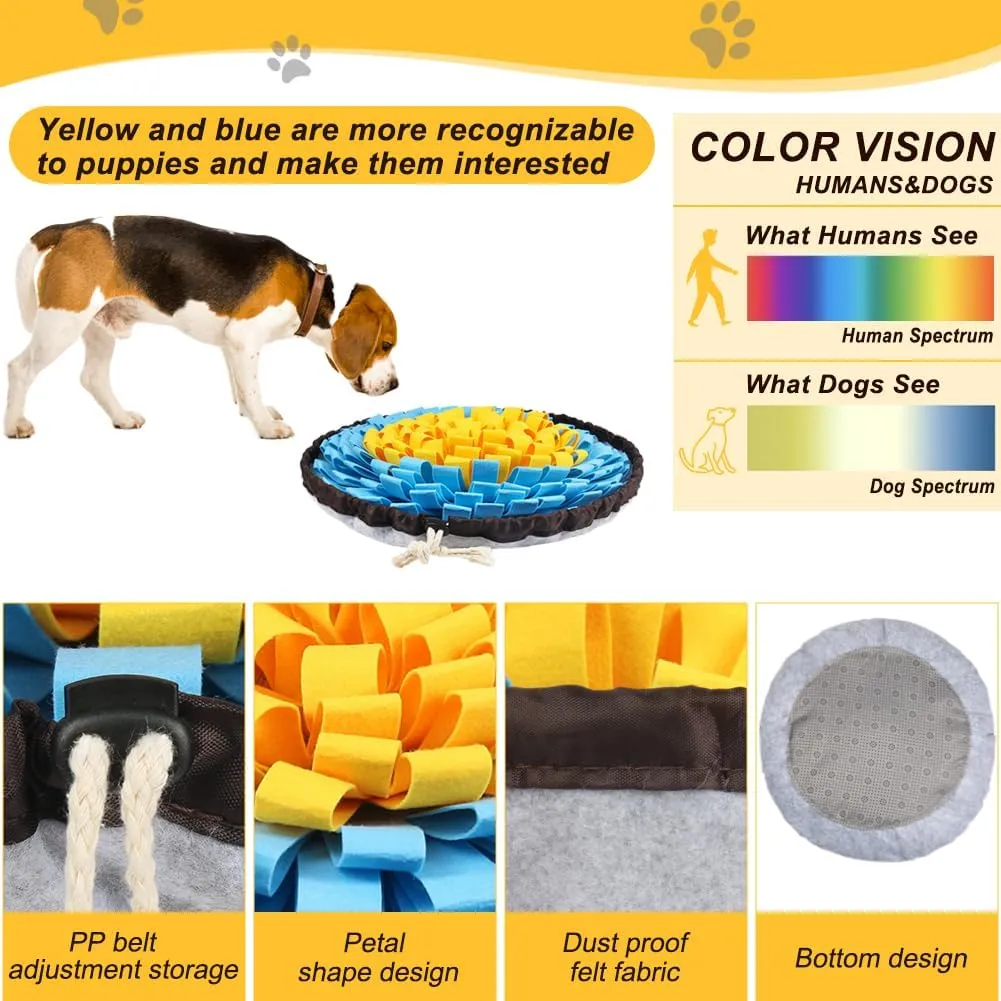 SZEE Snuffle Mat for Dogs, Adjustable Sniffing Mat for Smell Training and Slow Eating, Dog Snuffle Pad for Mental Stimulation and Enrichment, Interactive Toys for Pets (Yellow and Blue)