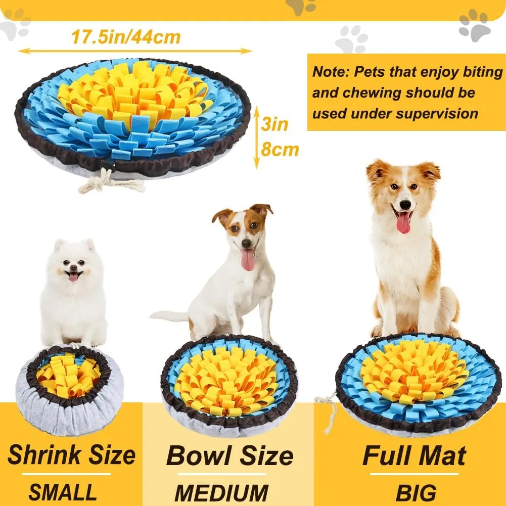 SZEE Snuffle Mat for Dogs, Adjustable Sniffing Mat for Smell Training and Slow Eating, Dog Snuffle Pad for Mental Stimulation and Enrichment, Interactive Toys for Pets (Yellow and Blue)