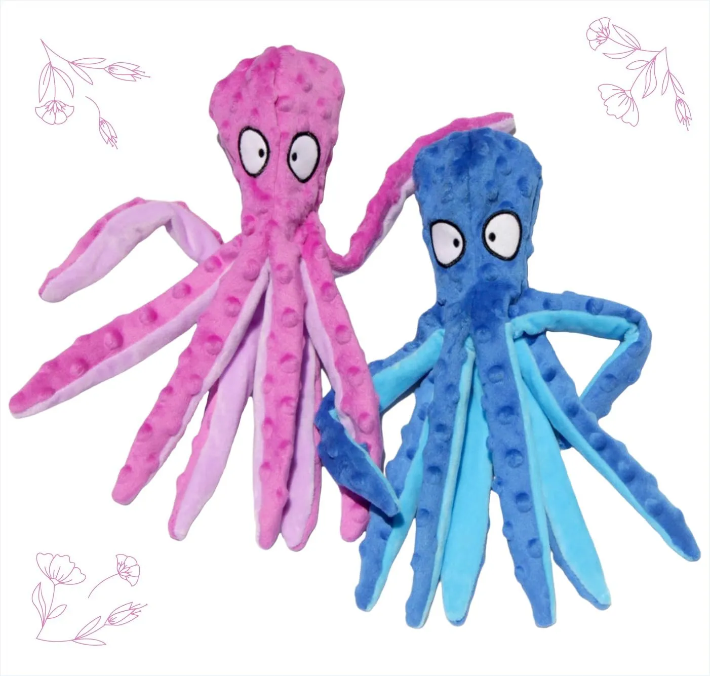 Think Pets Crinkle Squeaky Plush Octopus Toys for Playing & Training Purposes. Entertain Your Dog/Cat with These Plushie Stuffing-Free Interactive Toys, a Perfect Blend of Fun & Functionality