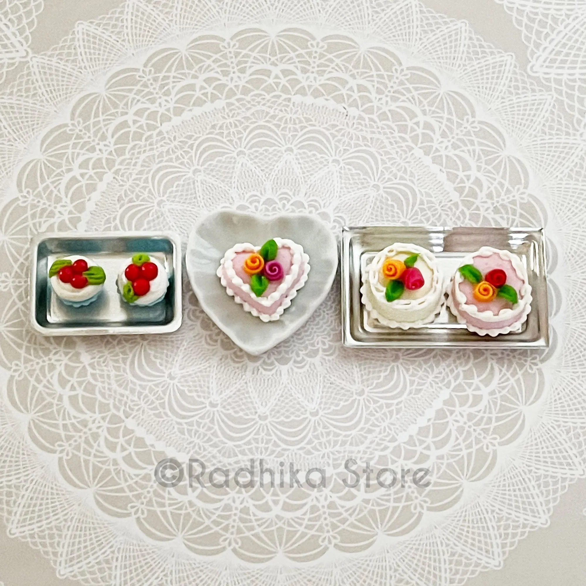 Tiny Cherry Cupcakes - Choose Color - Set of 2