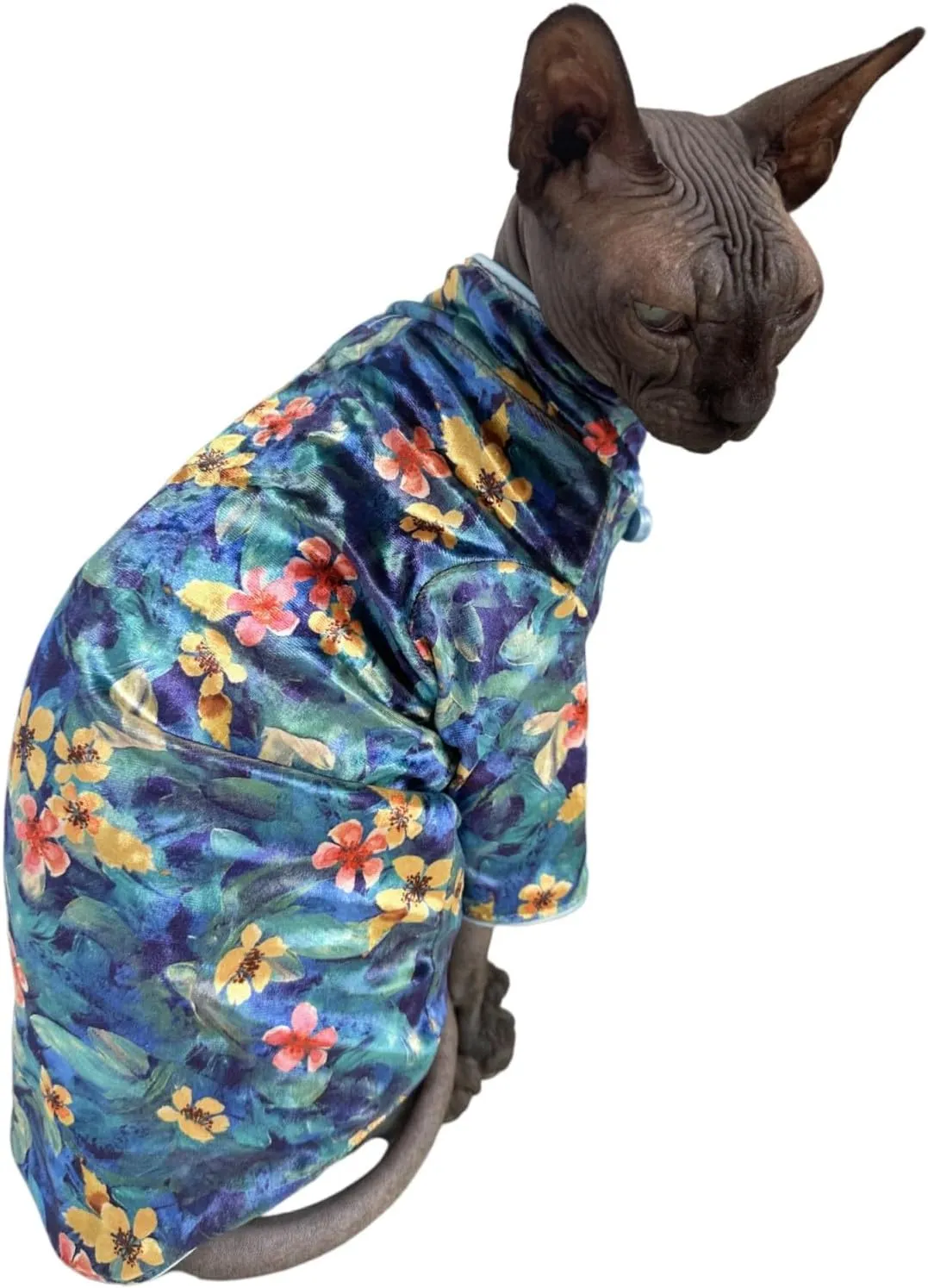 Traditional Culture Sphynx Hairless Cat Cotton T-Shirts Clothes Pet Sweater Cat Vest Pet Clothes Kitten Shirts Small Dogs Apparel (Hawthorn, L (7.5-8.8 lbs))