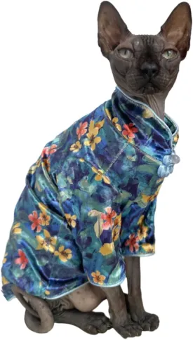 Traditional Culture Sphynx Hairless Cat Cotton T-Shirts Clothes Pet Sweater Cat Vest Pet Clothes Kitten Shirts Small Dogs Apparel (Hawthorn, L (7.5-8.8 lbs))
