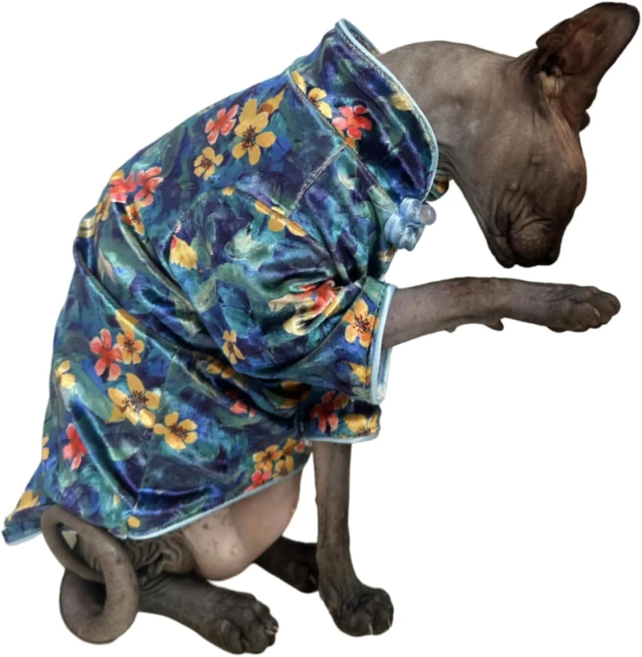 Traditional Culture Sphynx Hairless Cat Cotton T-Shirts Clothes Pet Sweater Cat Vest Pet Clothes Kitten Shirts Small Dogs Apparel (Hawthorn, L (7.5-8.8 lbs))
