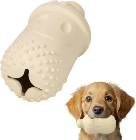 Treat Dispensing Chew Toy Rubber Natural Bamboo Fiber Interactive Fun Puzzle Toys for Small Medium Dogs Puppy Slow Feeder Toys for Teething Traning Playing Beige