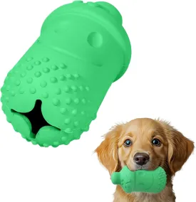 Treat Dispensing Chew Toy Rubber Natural Bamboo Fiber Interactive Fun Puzzle Toys for Small Medium Dogs Puppy Slow Feeder Toys for Teething Traning Playing Green