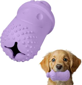 Treat Dispensing Chew Toy Rubber Natural Bamboo Fiber Interactive Fun Puzzle Toys for Small Medium Dogs Puppy Slow Feeder Toys for Teething Traning Playing Purple
