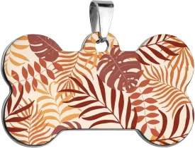Tropical Palm Leaf Pet ID Tag Stainless Steel Dog Tags Cat Tags Personalized Collar Tags Pet Accessories Bone Shape
