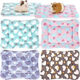 Tuanse 4 Pack Guinea Pig Bed Mat Bedding Rabbit Winter Bed Pad for Indoor Warm Small Animal Mattres Fleece Sleeping Pad for Hedgehogs Bunny Ferrets Hamster(Heart,13 x 10 Inch)