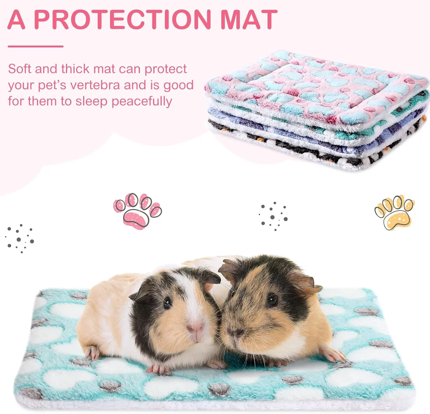 Tuanse 4 Pack Guinea Pig Bed Mat Bedding Rabbit Winter Bed Pad for Indoor Warm Small Animal Mattres Fleece Sleeping Pad for Hedgehogs Bunny Ferrets Hamster(Heart,13 x 10 Inch)