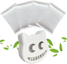 Unscented Cat Litter Box Deodorizer Kit Stick-On Activated Carbon Odor Eliminators Compatible with most manual and automatic litter boxes (4 Refills  1 Box) (White, Unscented)