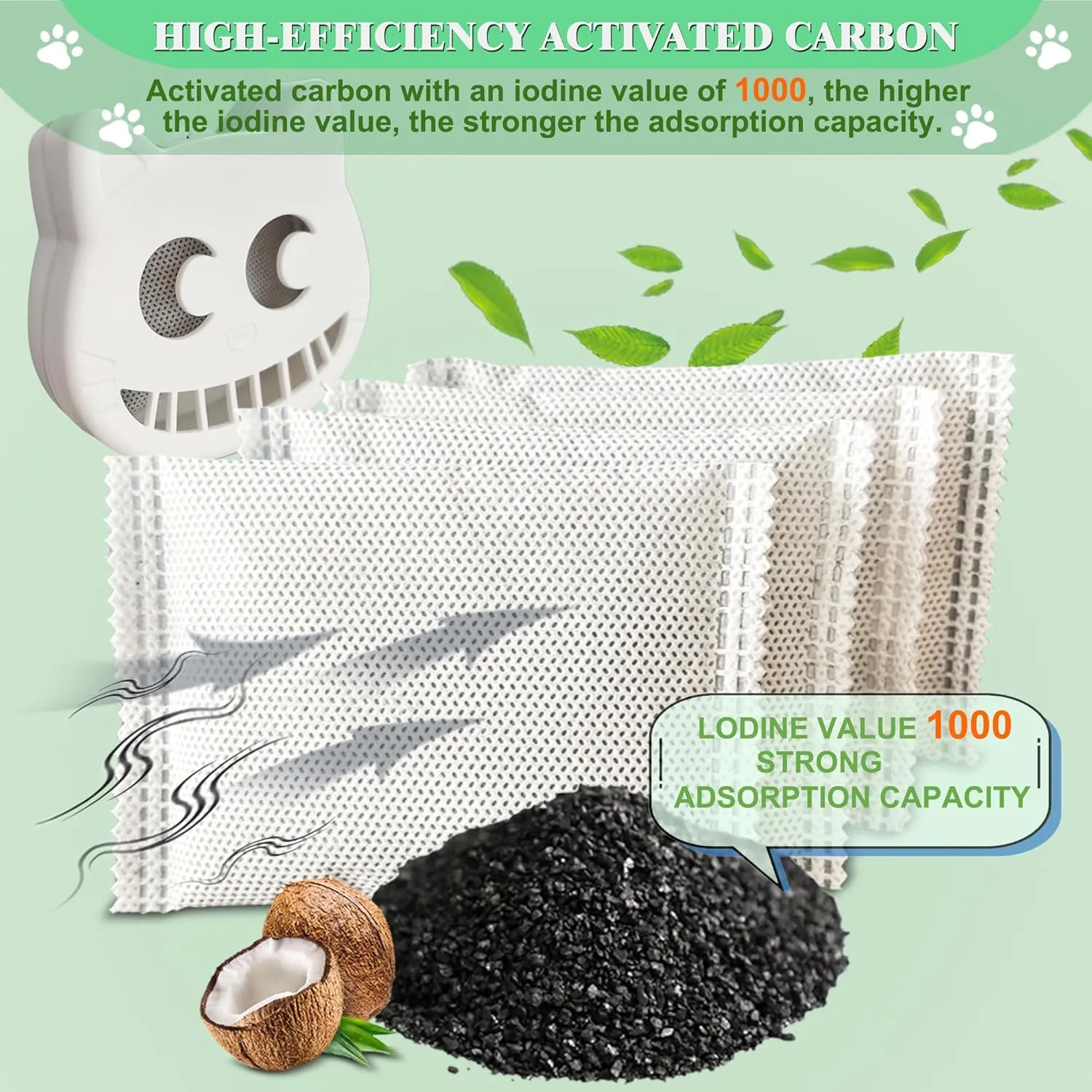 Unscented Cat Litter Box Deodorizer Kit Stick-On Activated Carbon Odor Eliminators Compatible with most manual and automatic litter boxes (4 Refills  1 Box) (White, Unscented)