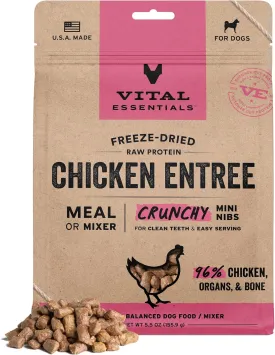 Vital Essentials Freeze-Dried Raw Chicken Entree & Mixer Dog Food Crunchy Mini Nibs, 5.5 oz