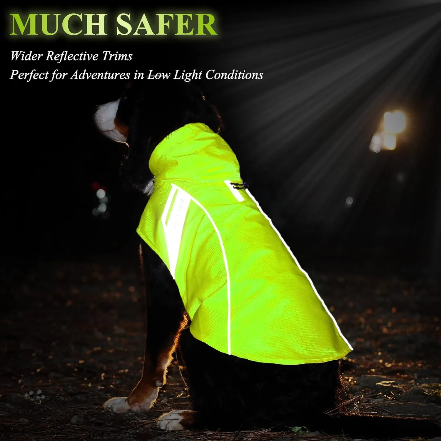 VIVAGLORY Dog Raincoat for Medium Dogs, Easy on & Off Pet Rain Clothes, Reflective Lightweight Breathable Dogs Safety Vest Jackets for Adventures, Walking, Hunting, Bright Yellow