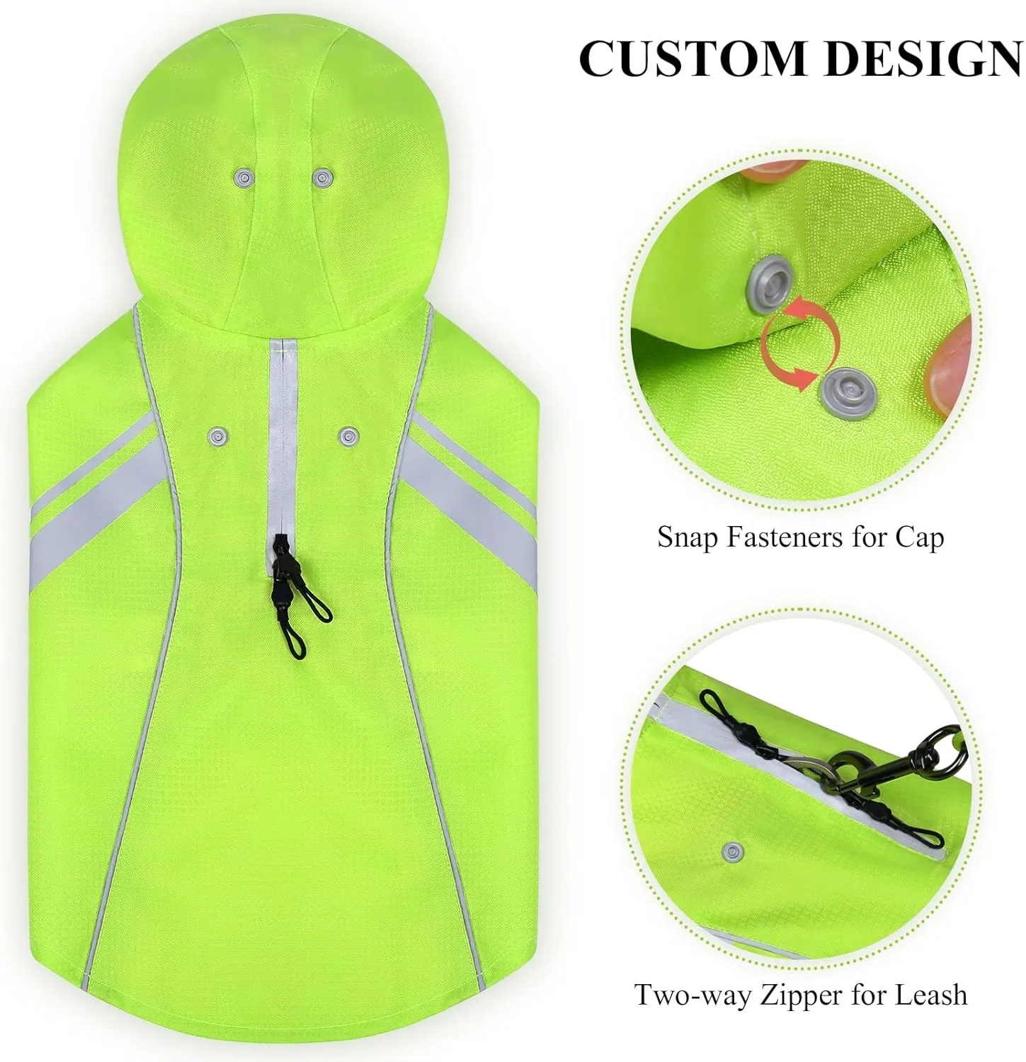 VIVAGLORY Dog Raincoat for Medium Dogs, Easy on & Off Pet Rain Clothes, Reflective Lightweight Breathable Dogs Safety Vest Jackets for Adventures, Walking, Hunting, Bright Yellow