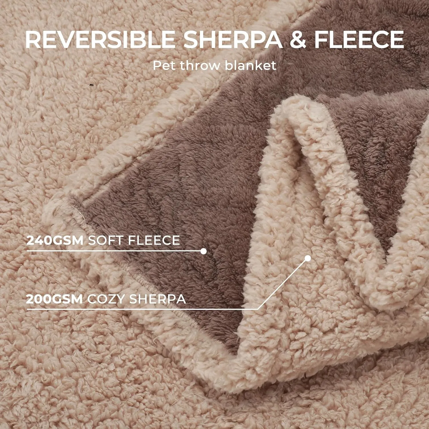 Waterproof Pet Blanket, Liquid Pee Proof Dog Blankets for Sofa Bed Couch, Reversible Sherpa Fleece Furniture Protector Cover for Small Medium Large Dogs Cats,Khaki Small40" x 28"