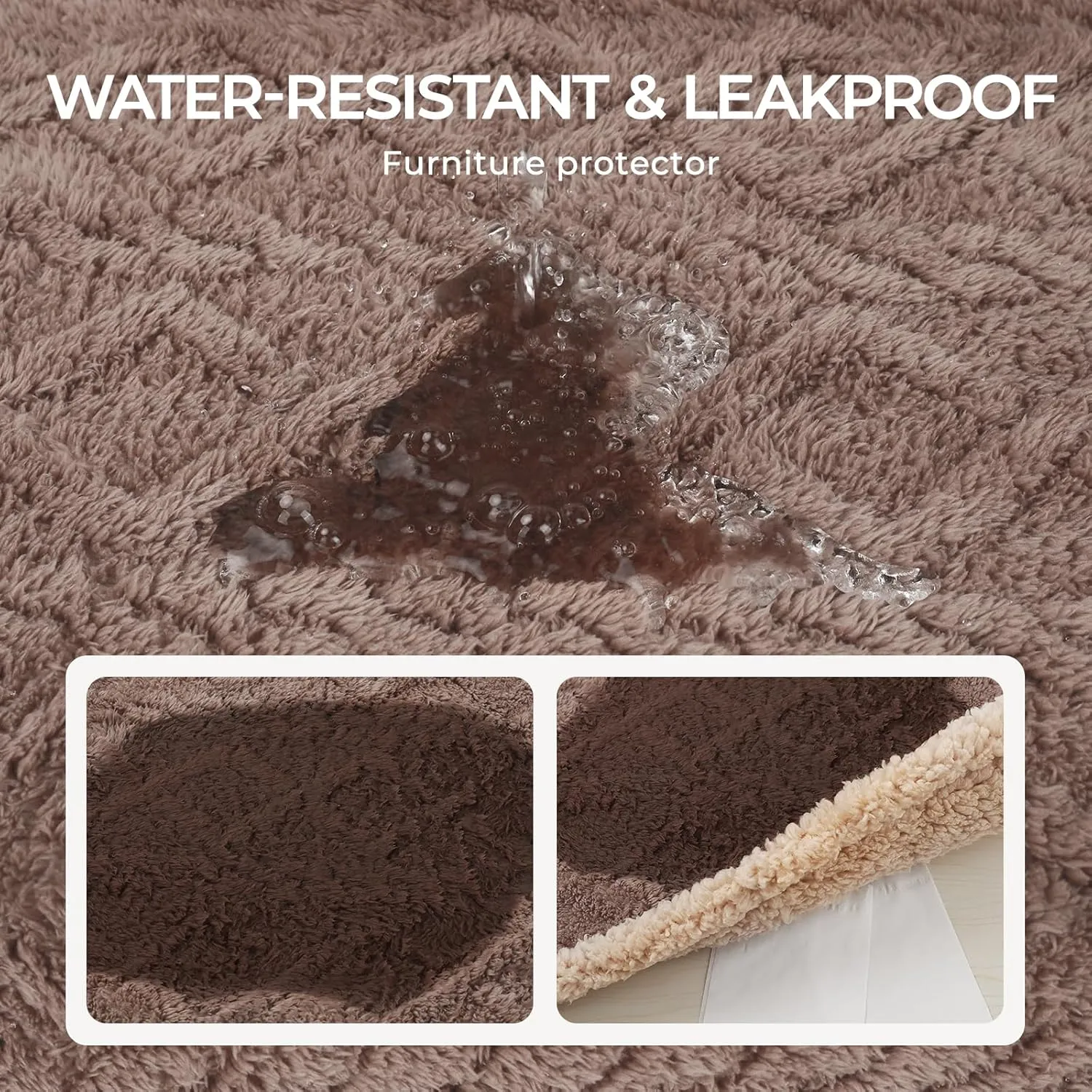 Waterproof Pet Blanket, Liquid Pee Proof Dog Blankets for Sofa Bed Couch, Reversible Sherpa Fleece Furniture Protector Cover for Small Medium Large Dogs Cats,Khaki Small40" x 28"